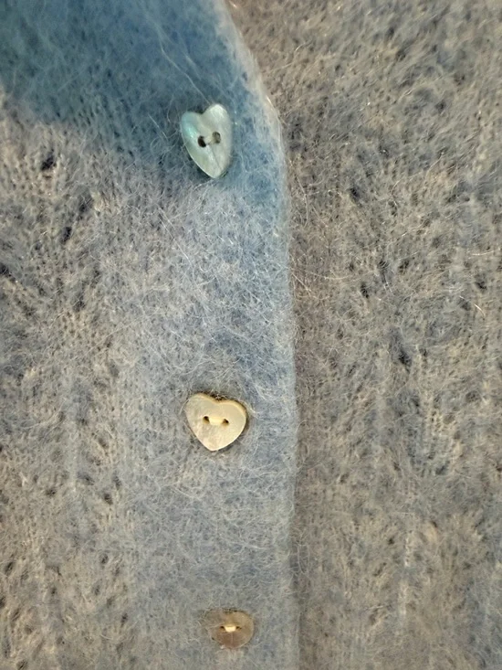 & Other Stories Powder Blue Feather-Knit Cropped Cardigan - Picture 2 of 2